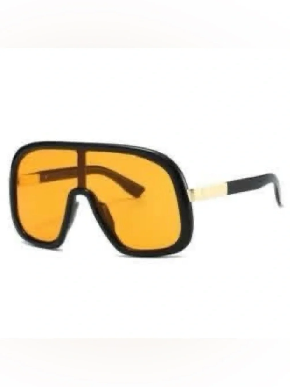 Women Shield Sunglasses - Black Frame with Yellow Lenses